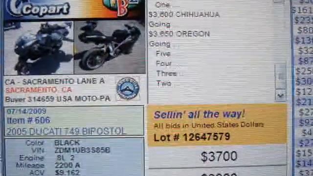 МОТОЦИКЛЫ ИЗ АМЕРИКИ 2005 DUCATI 749 BIPOSTOL АУКЦИОН смотреть онлайн