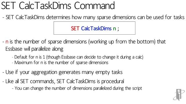 Essbase SET CalcTaskDims Command смотреть онлайн