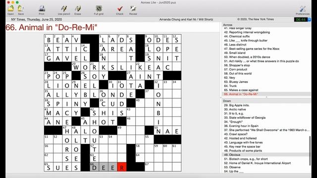 Acting Riskily | New York Times Crossword Puzzle Walkthrough | Thursday, June 25th 2020 смотреть онлайн
