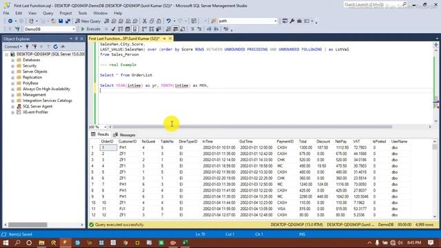 SQL Server - First Value And Last Value Window Function