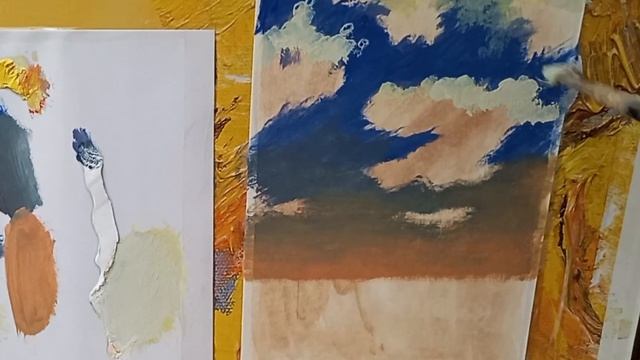 Урок 16. Как рисовать облака и небо ? Секреты живописи.Гуашь. Художник Голубев Александр смотреть онлайн