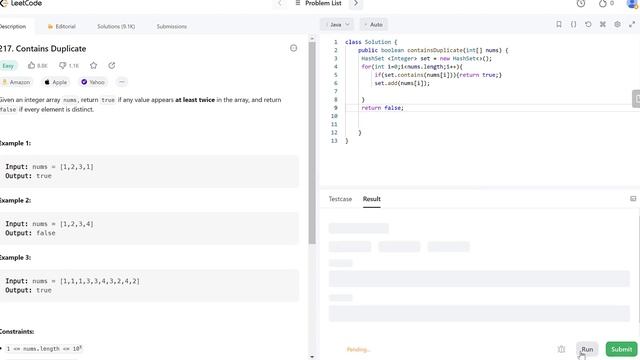Leet Code Java Program 217. Contains Duplicate смотреть онлайн