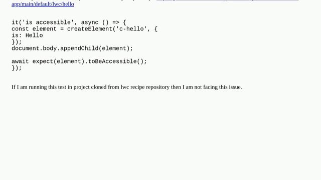 LWC JEST: TypeError: expect(...).toBeAccessible is not a function смотреть онлайн