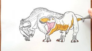 Drawing Giganotosaurus vs T-Rex | Jurassic World Dominion fan art