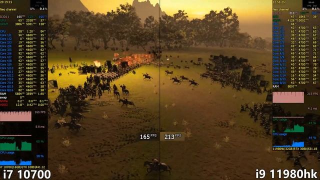 i7 10700 vs i9 11980hk Test in Total War: Three Kingdoms | i9 11980hk vs i7 10700f смотреть онлайн