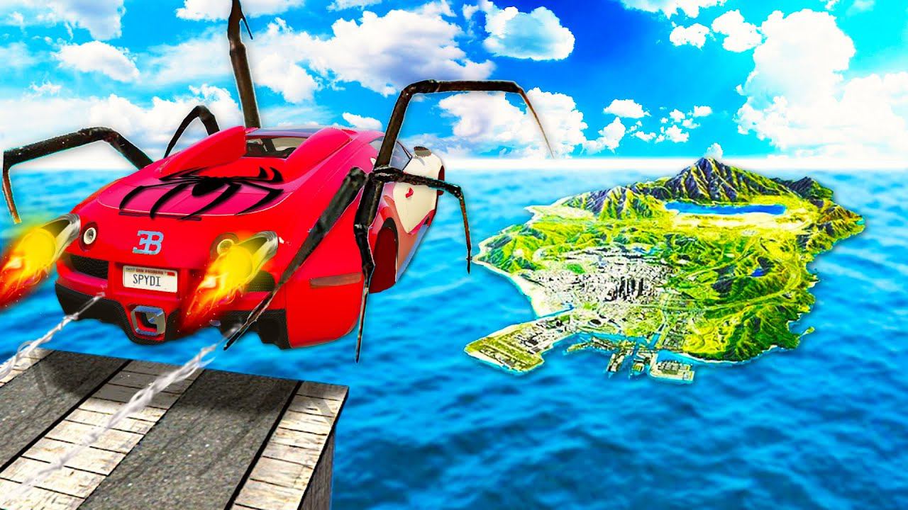 Прыжки на МАШИНАХ СУПЕРГЕРОВ Через ВСЮ КАРТУ В ГТА 5 смотреть онлайн