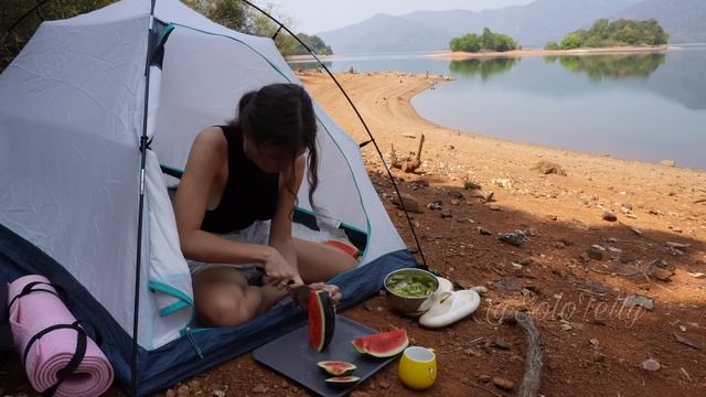 Beauty Solo Camping?Tetty Found Water On Mars? ASMR Yoga On The Lake Shore?