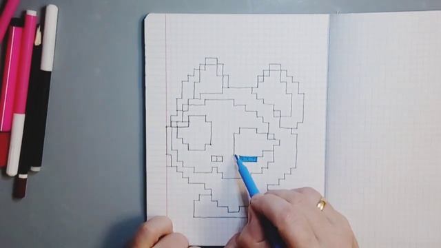 Как нарисовать красивую кошечку по клеточкам/Пошаговый мастер класс смотреть онлайн