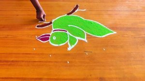 Ugadi special parrot muggulu | 5 dots muggulu | Mongo kolam | @dotlines