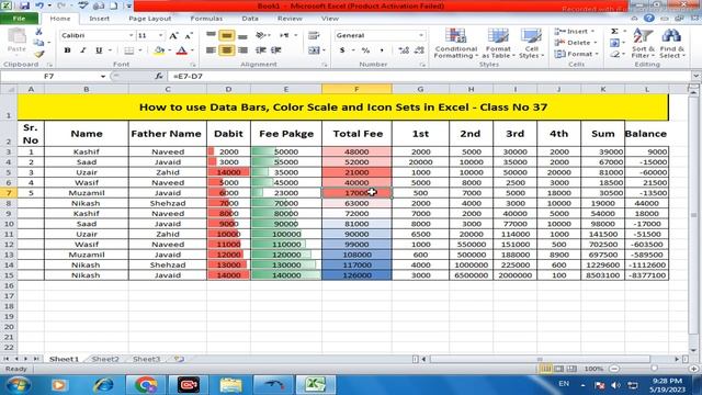 How to use Data Bars ,Color Scale and Icon Sets in Excel Class No 37 I Office Work Education смотреть онлайн