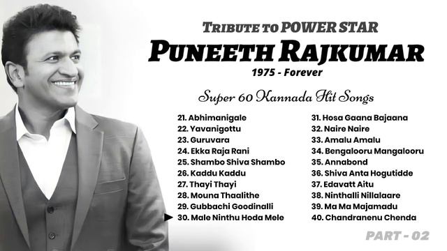 Tribute To Puneeth Rajkumar | Super 60 - Hits Of Puneeth Rajkumar (Part - 02)