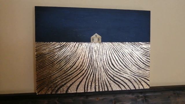 Интерьерная картина с золотой поталью. Домик в поле. После грозы. 50х70 смотреть онлайн