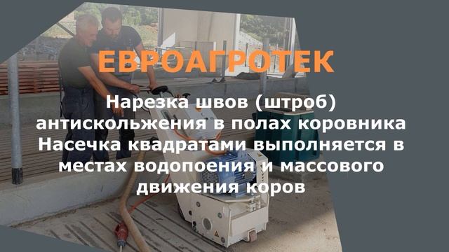 Оснащение строящейся молочной фермы оборудованием. Нарезка швов антискольжения. +7 918 488 16 47