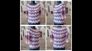 Платье «Розовая дымка» с круглой кокеткой спицами. Часть 3. Вязание рукавов.