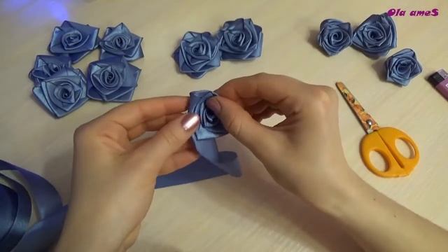 Как сделать розу из ленты без клея смотреть онлайн