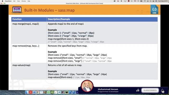 Built In Modules - Sass Map - learn sass - 18/23 смотреть онлайн