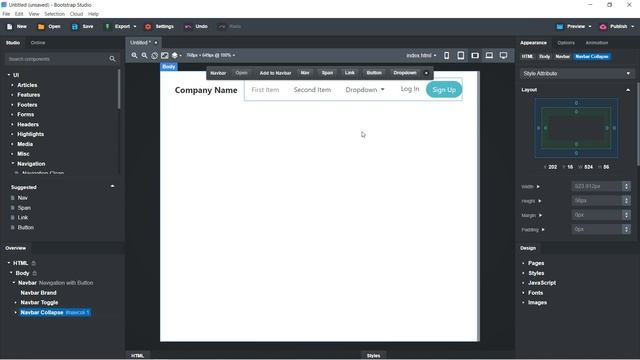 Bootstrap Studio | NavBar смотреть онлайн