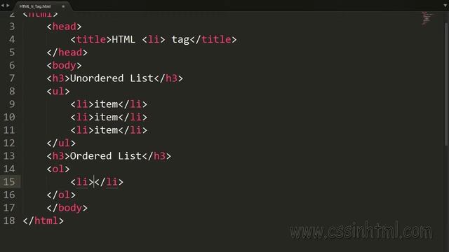 HTML li Tag смотреть онлайн
