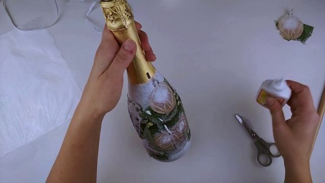 Декупаж БУТЫЛКИ шампанского на Новый год своими руками. Новогодний декор подарка 2021 DIY смотреть онлайн