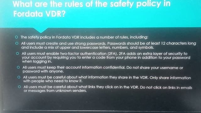 Rules of Safety Policy in Fordata Virtual Data Room смотреть онлайн