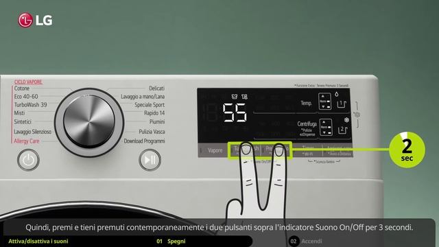 Lavatrici LG | Come attivare o disattivare segnale acustico d'inizio e fine lavaggio (ita) смотреть онлайн