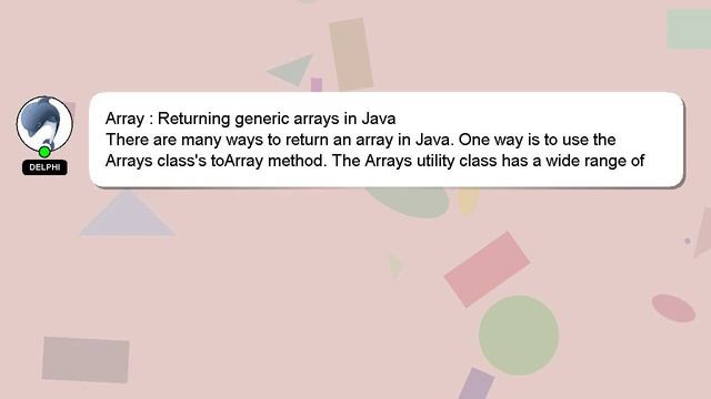 Array : Returning generic arrays in Java смотреть онлайн
