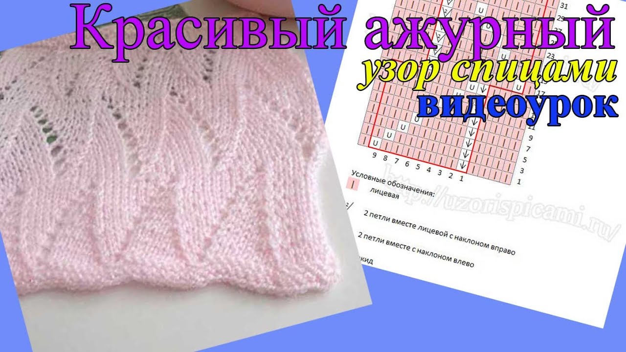 Красивый ажурный узор спицами. Видеоурок.mp4 смотреть онлайн