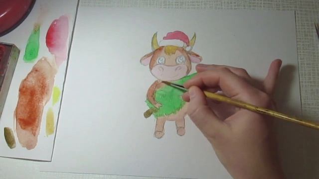 Новогодние рисунки ? Как нарисовать БЫКА символ 2021 года смотреть онлайн