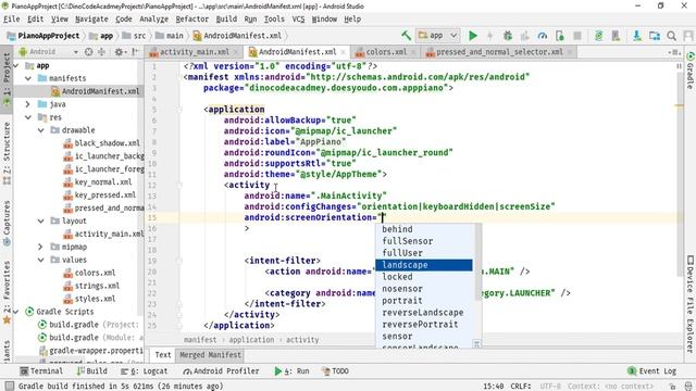 #3 Android Piano App Development Tutorial Part 3 - Run the App Make Changes in Manifest file смотреть онлайн