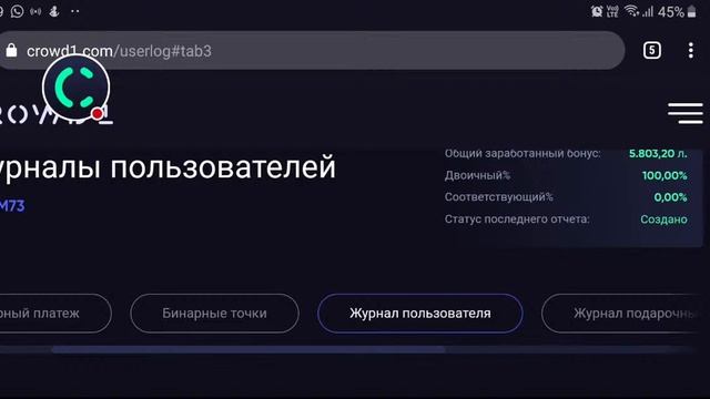 Краткий Обзор личного кабинета CROWD1, Журнал пользователя и отчеты! смотреть онлайн
