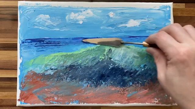 Daily Challenge #15 / Palette Knife Techniques / Wave Acrylic Painting