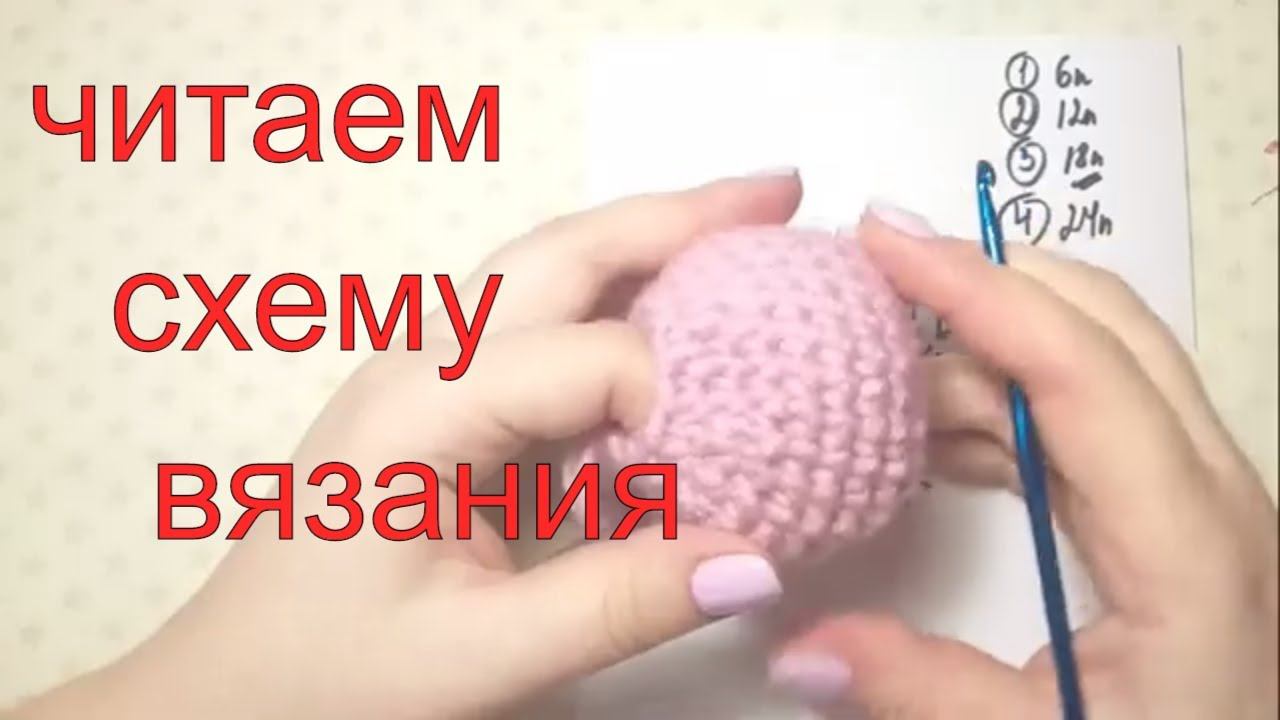 Голова зайки. мк. схема крючок. как читать схему вязания крючком #амигуруми смотреть онлайн