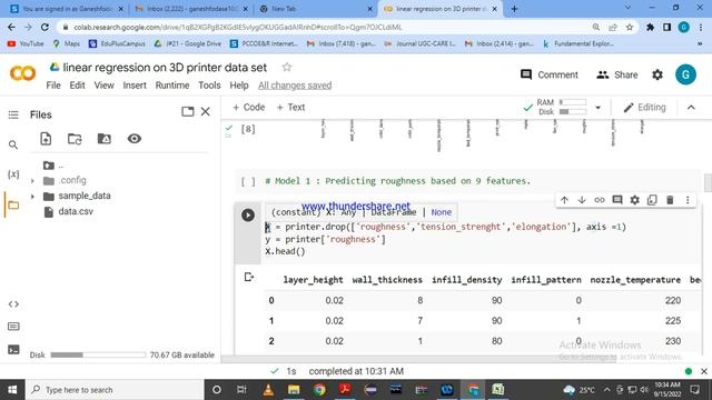 Linear Regression Study on 3D Printer Data Set Using Python смотреть онлайн