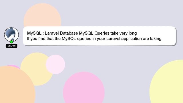 MySQL : Laravel Database MySQL Queries take very long смотреть онлайн