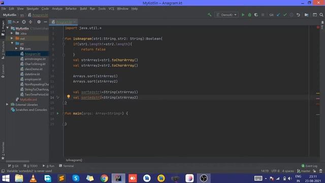 Check Two Strings Are ANAGRAM Of Each Other || KOTLIN PROGRAMMING LANGUAGE || Intellij IDE смотреть онлайн