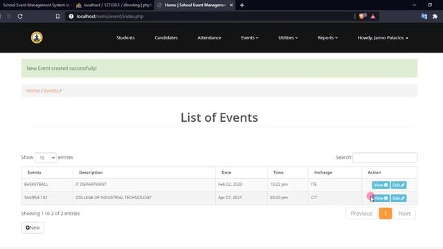 School Event Management System in PHP/MSQLi Demo смотреть онлайн