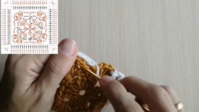 Квадрат крючком для пледа, подушки // Вяжем по схеме из двух цветов. смотреть онлайн