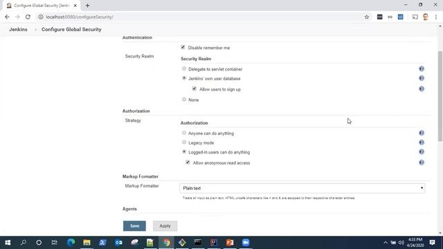 Jenkins Tutorial - Configure Global Security and User Authorization in Jenkins смотреть онлайн