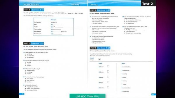 KET Listening 2020 TEST 2 - A2 Key 8 Practice Tests SUCCEED with ANSWER KEY