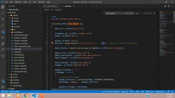 PHP Blog Admin Panel 29: Make clean url in php | remove special characters from url | URL Validatio