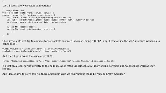 DevOps & SysAdmins: Unable to get websockets to work through apache HTTPS proxy (302 error) смотреть онлайн