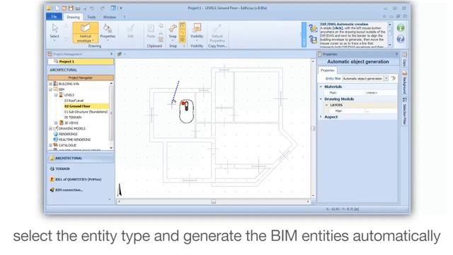 Edificius Tutorial - Drawing with DXF or DWG CAD entity recognition to insert BIM objects смотреть онлайн