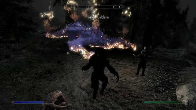 Skyrim :: Werewolf vs. 3d Model of Dragon (Graphics Glitched) смотреть онлайн