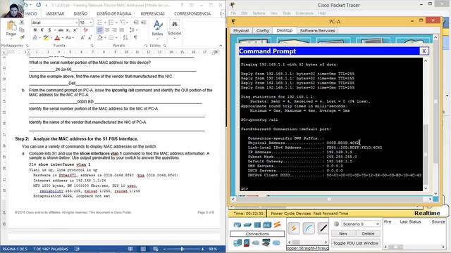 5.1.2.8 Lab - Viewing Network Device MAC Addresses смотреть онлайн