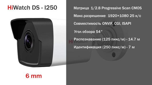 HiWatch DS-I250 IP камера с объективом 6 мм смотреть онлайн
