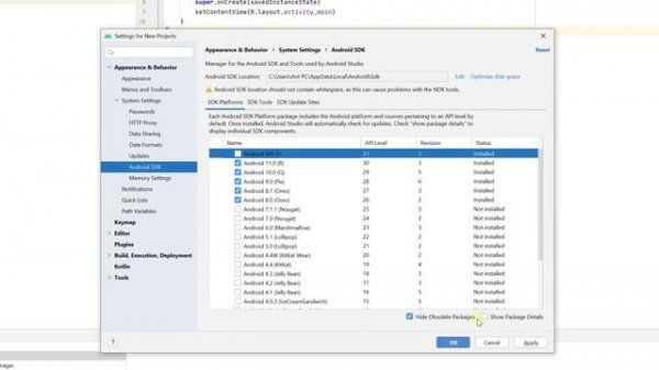 Android Studio: How to Uninstall & Reinstall Android API SDK Platform & Build Tools from SDK Manage