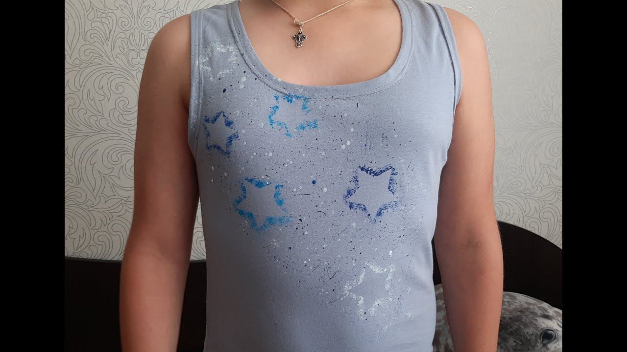 Рисунок акриловой краской по ткани. Рисунок на майке и футболке. смотреть онлайн