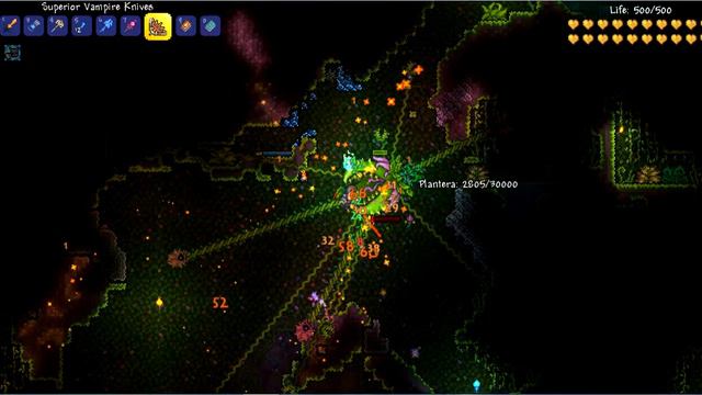 Terraria 1.2.4.1- Plantera vs Vampire knives! смотреть онлайн