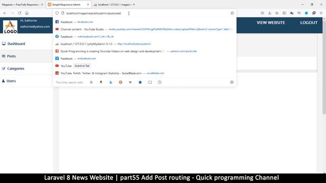 #55 Laravel 8 News Website | Add post routing | Quick programming tutorial смотреть онлайн