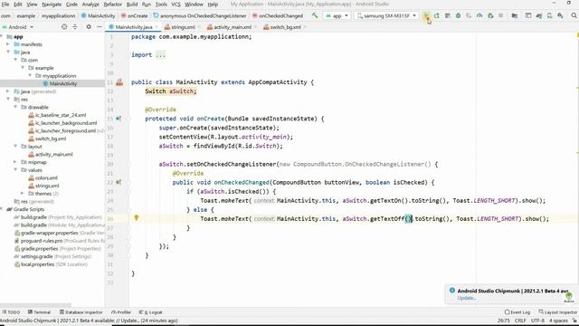 Switch Button In Android Studio | Create Switch Button in Android | #73 смотреть онлайн